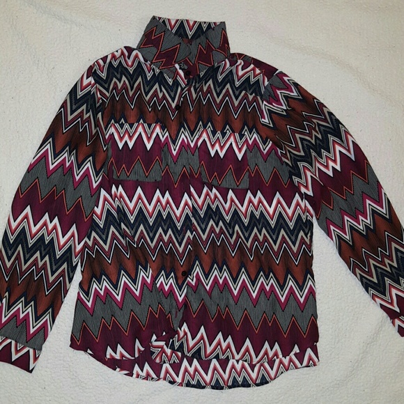 Rue 21 Bohemian High Low Button-down - Picture 1 of 6